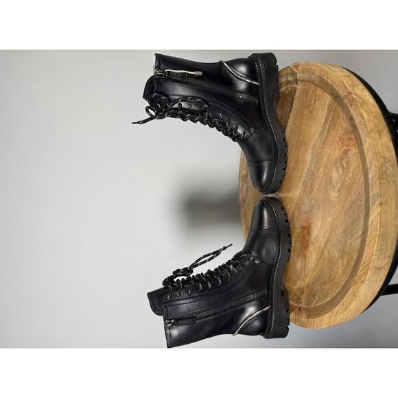 Casadei Love Calf Nero NWB Combat Boot / Lace-Up Leather Boot Women's Size 5 - Picture 4 of 13